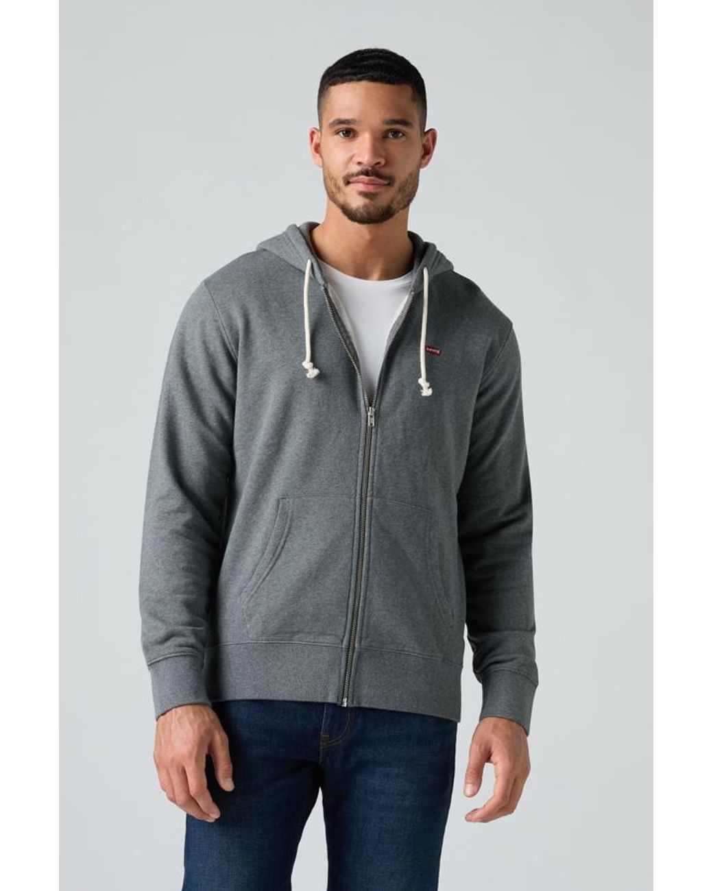 Levi's Black Original Housemark Zip Up Hoodie for men