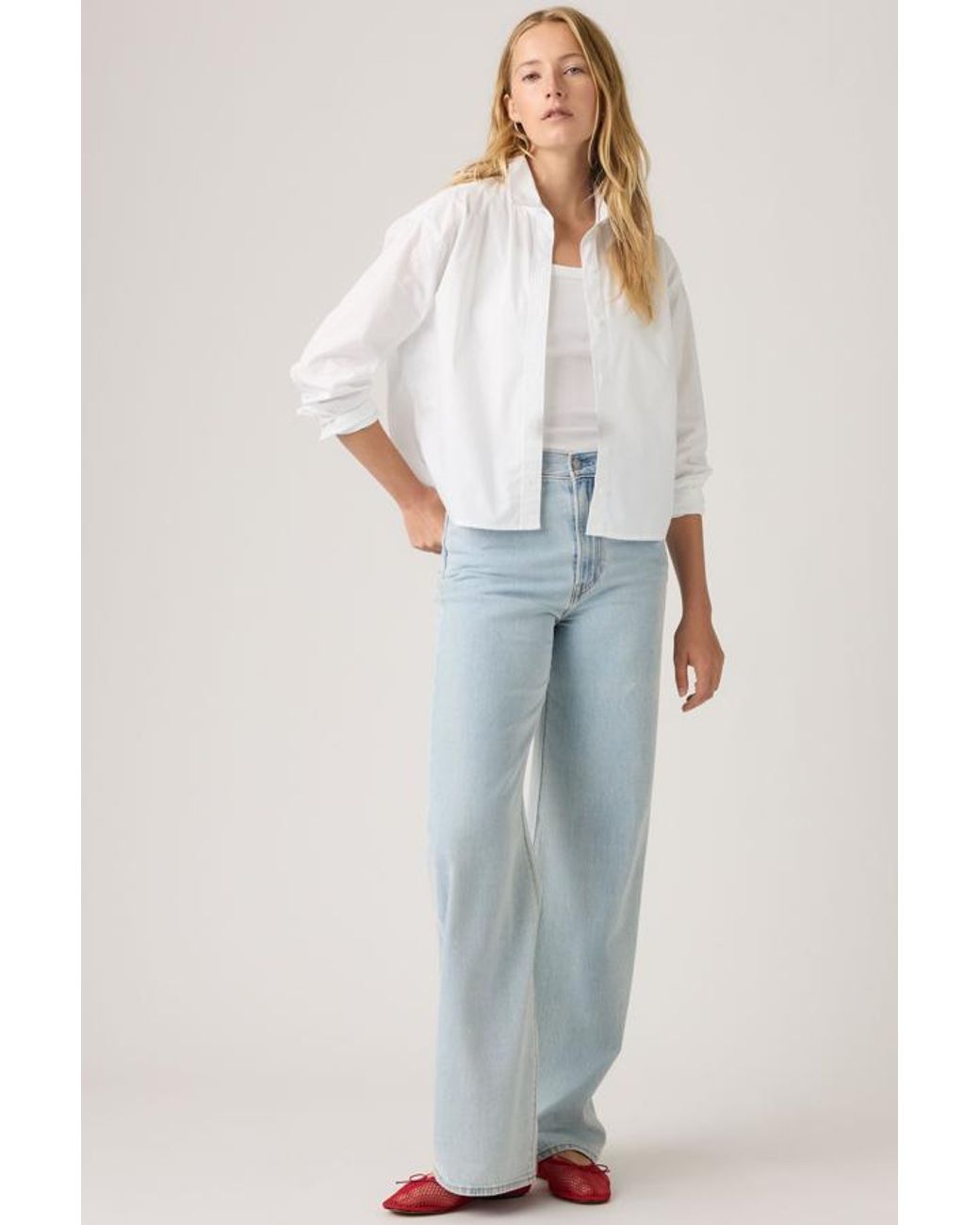 Levi's Blue Ribcage Wide Leg Lightweight Jeans
