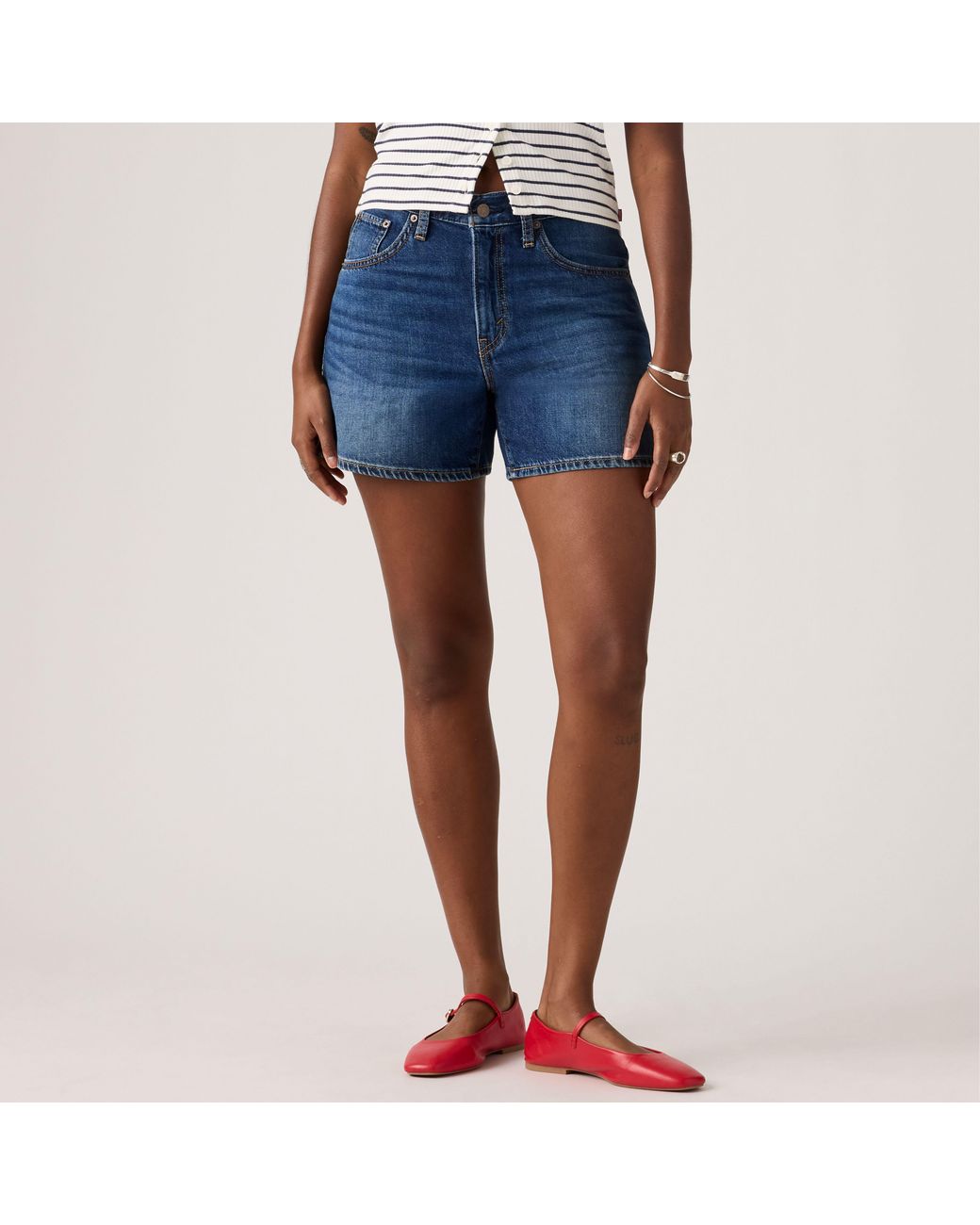 Levi's Blue Cinch Mid Thigh Lightweight Shorts