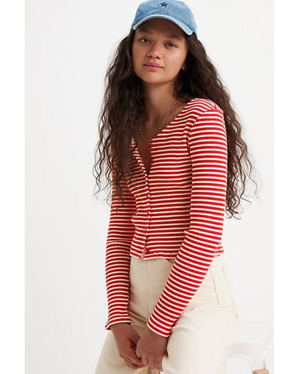 Levi s Monica T Shirt Met Lange Mouwen in het Zwart Lyst NL