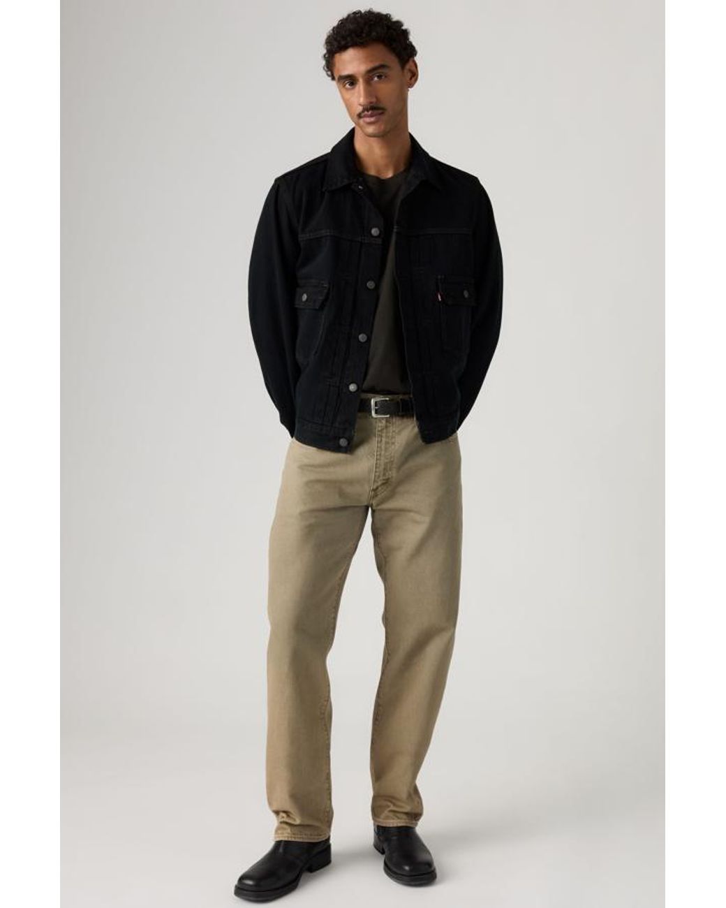 Levi's Black 555 Relaxed Straight Jeans for men