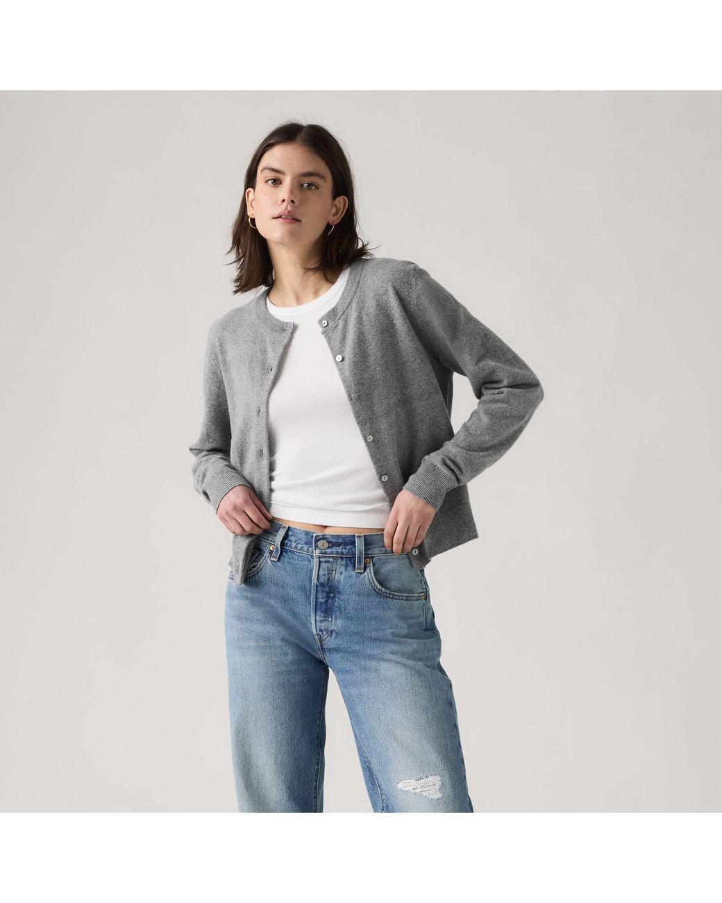 Levi's Gray Supersoft Crewneck Cardigan