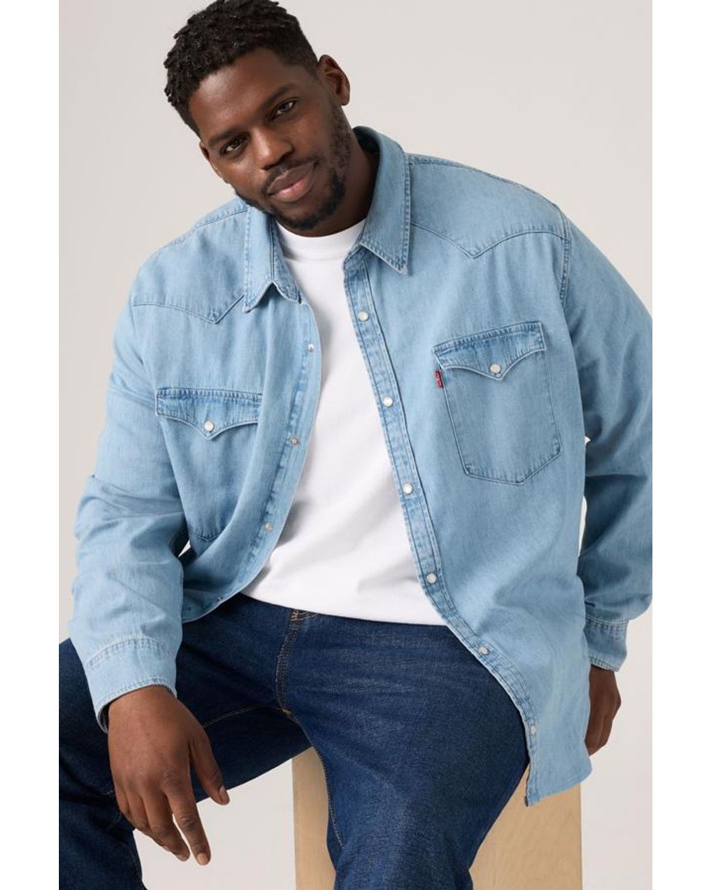 Levi's Blue Classic Western Shirt (Big & Tall) for men