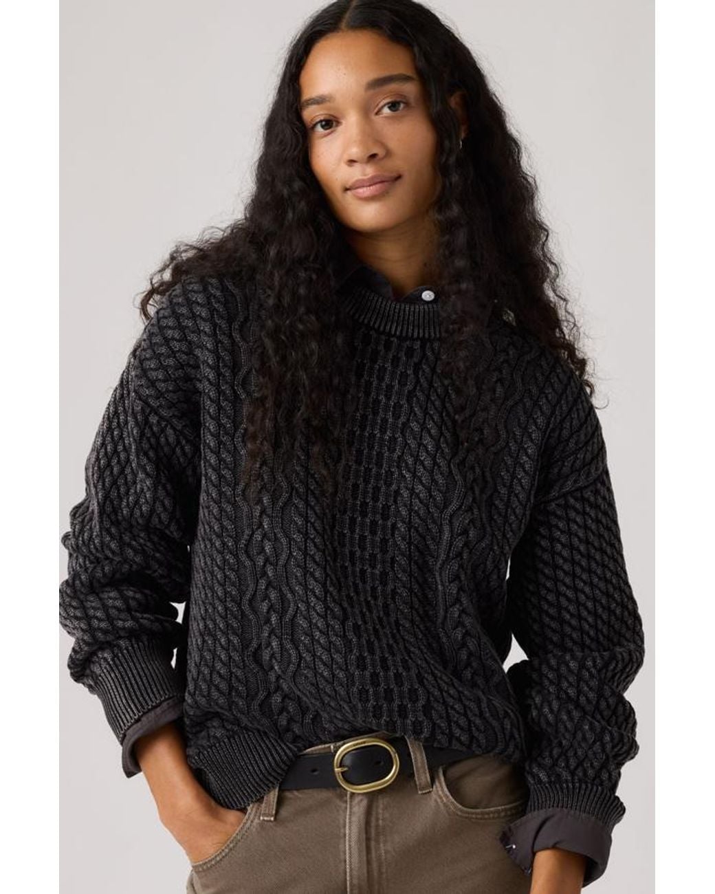 Levi's Black Leilah Cable Crewneck Sweater