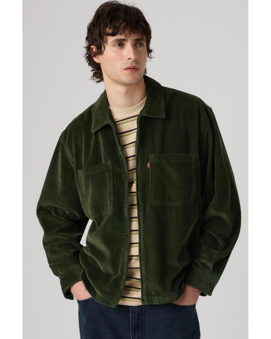 Levi's Green Ports Boxy Zip Up Overshirt for men