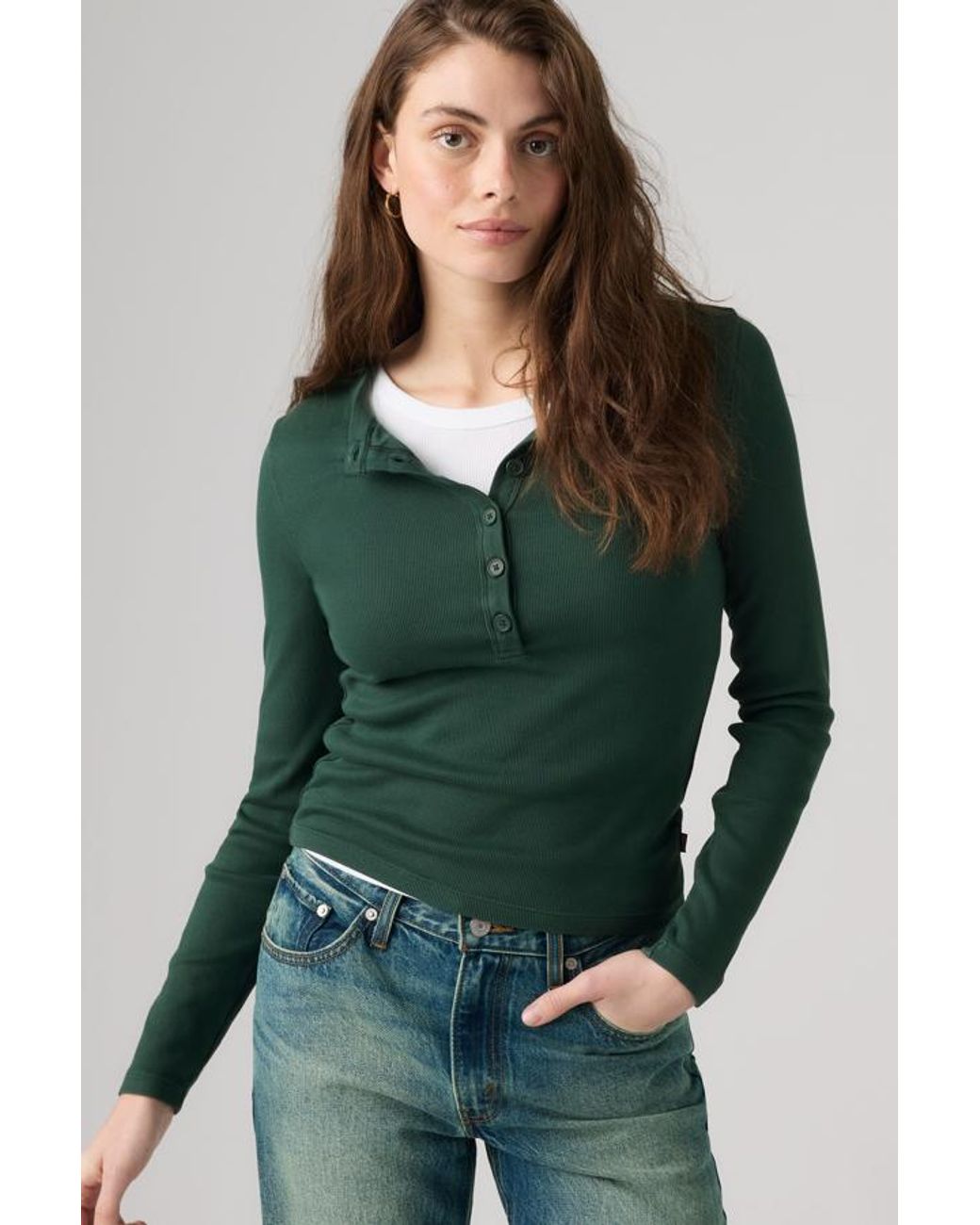 Levi's Green Essential Long Sleeve Henley