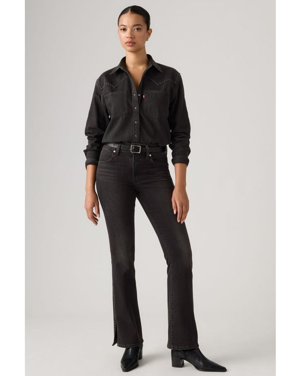 Levi's Blue 725 Bootcut Studded Slit Hem Jeans