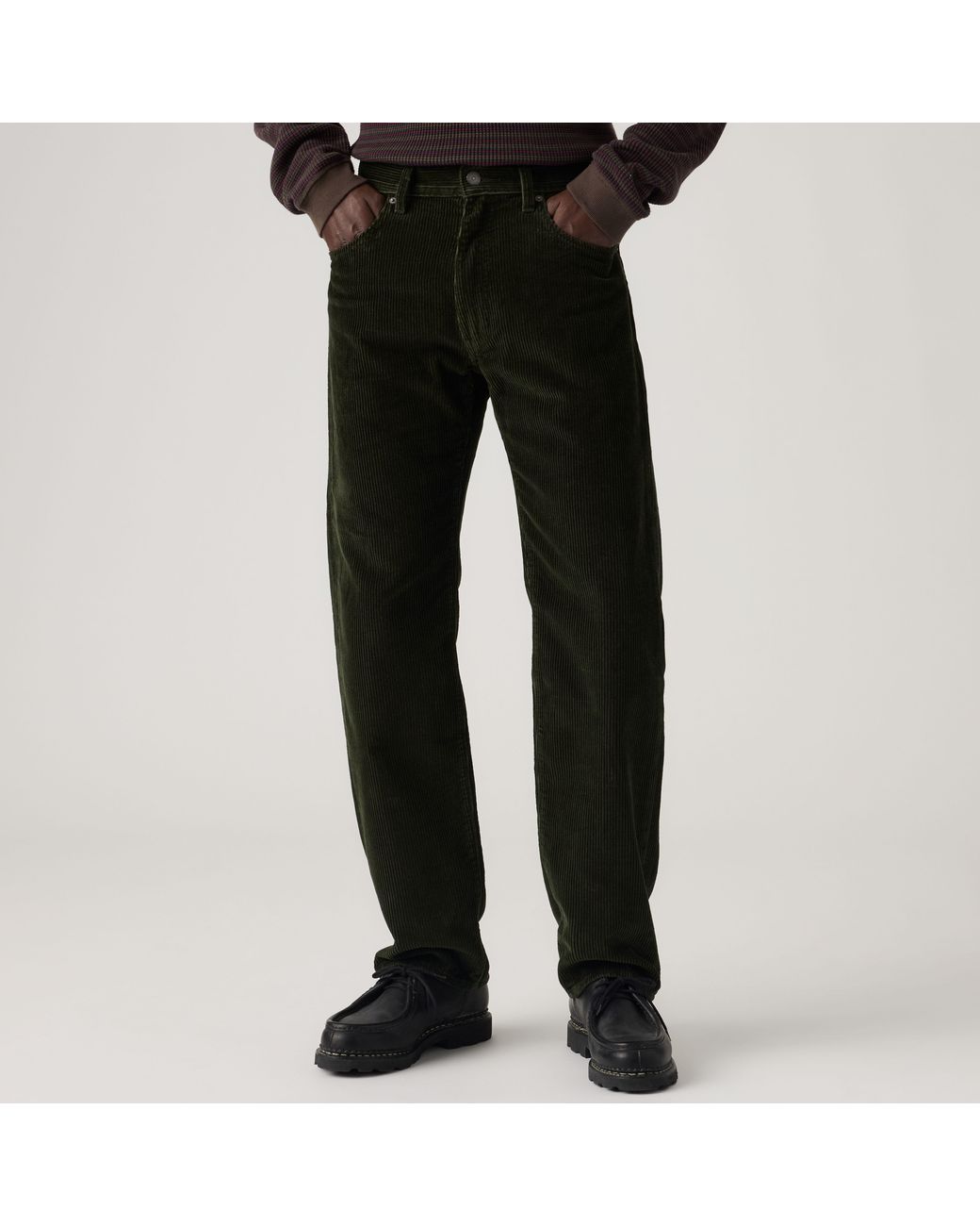 Levi's Black 555 Relaxed Straight Corduroy Pants for men