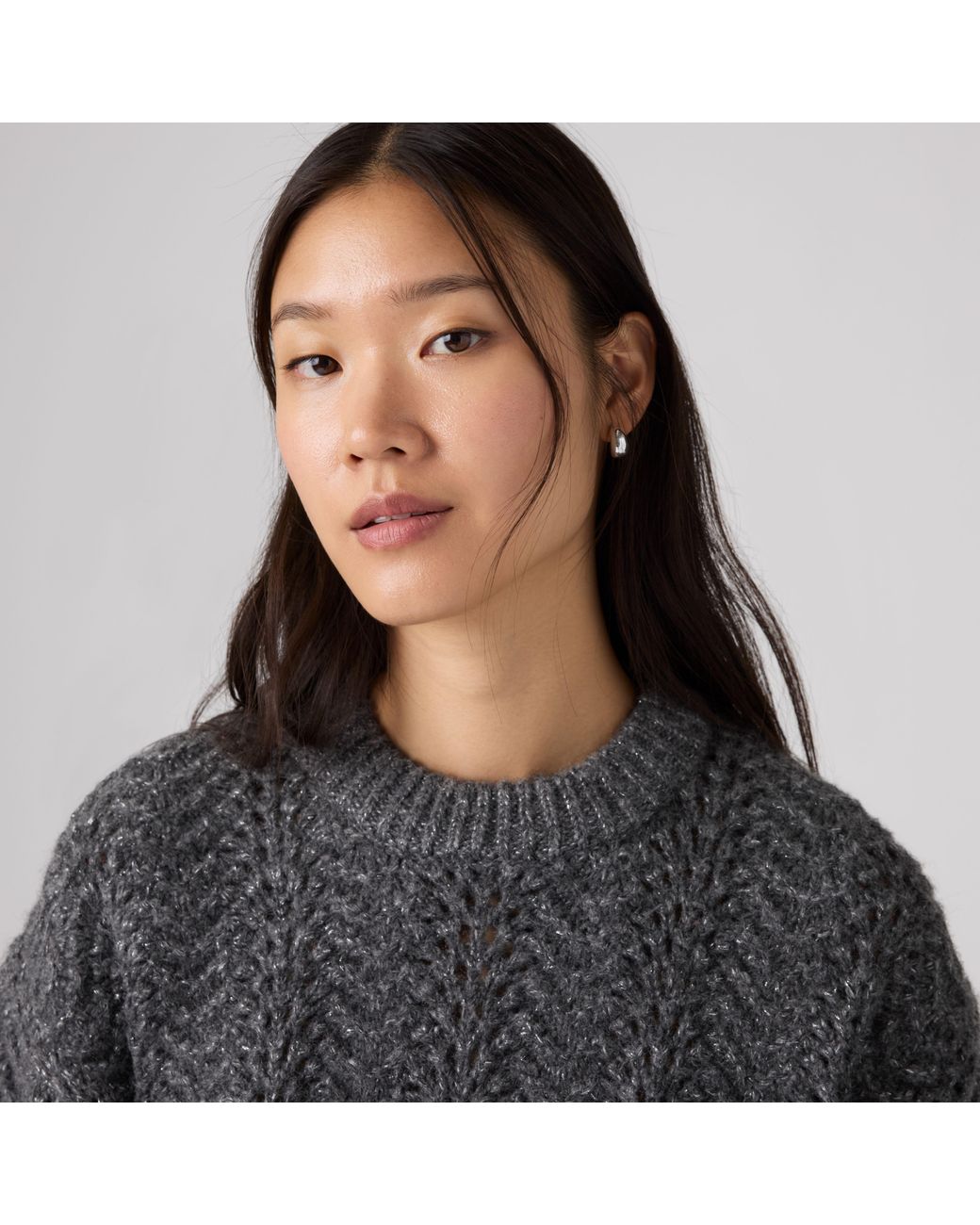 Levi's Gray Charlotte Pointelle Crewneck Sweater