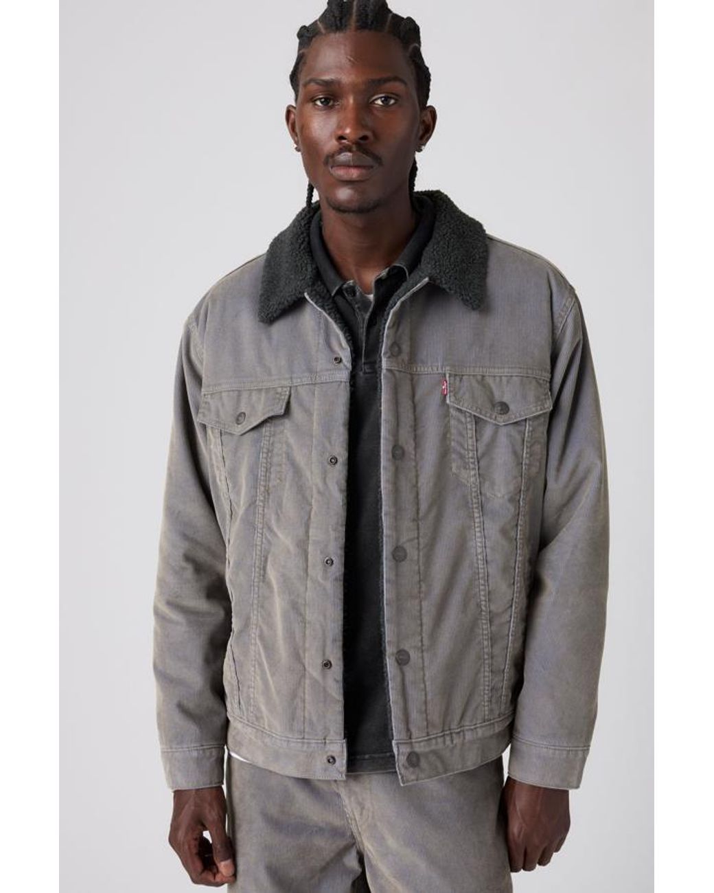 Levi's Gray Relaxed Sherpa Corduroy Trucker Jacket for men