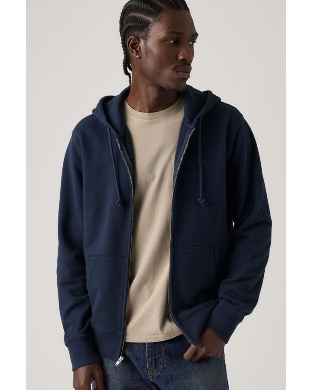 Levi's Blue New Original Zip Up Hoodie for men