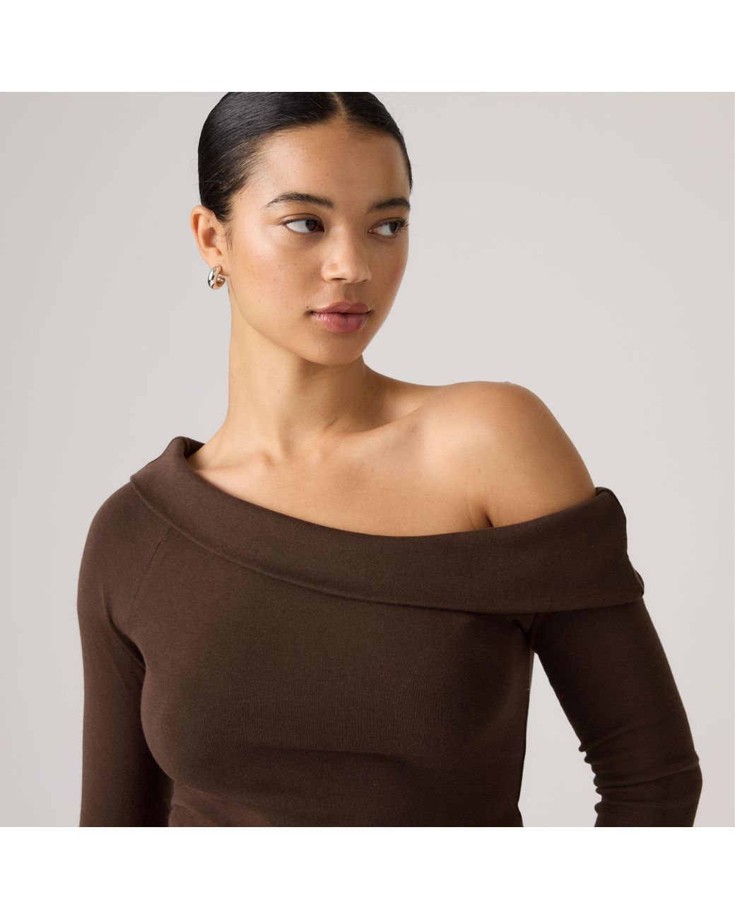 Levi's Blue Clara Off Shoulder Long Sleeve Top