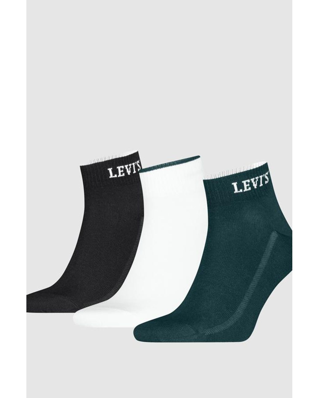 Levi's Blue Mid Cut Script Logo Socks 3 Pack for men