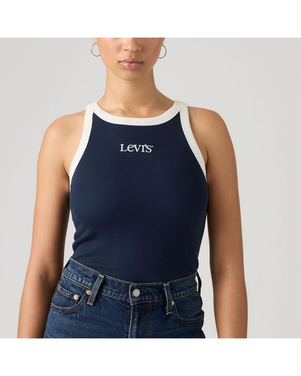 Levi's Blue Graphic Essential Racer Tank Top