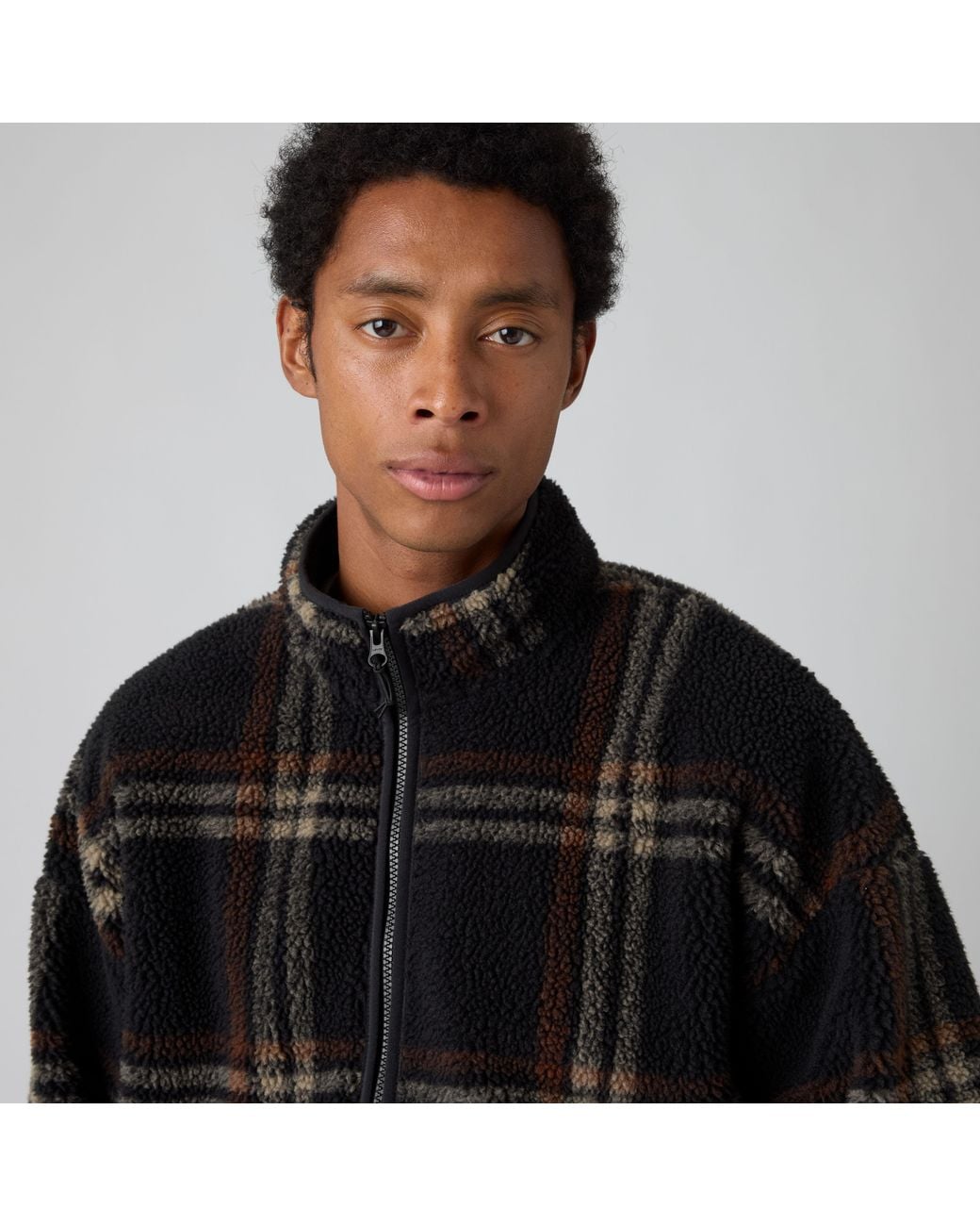 Levi's Black Nolan Sherpa Full Zip Sweater for men