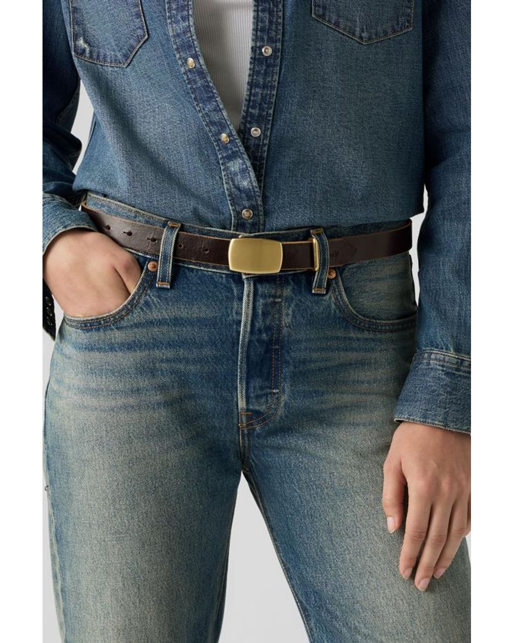 Levi's Blue Presidio Plaque Buckle Belt