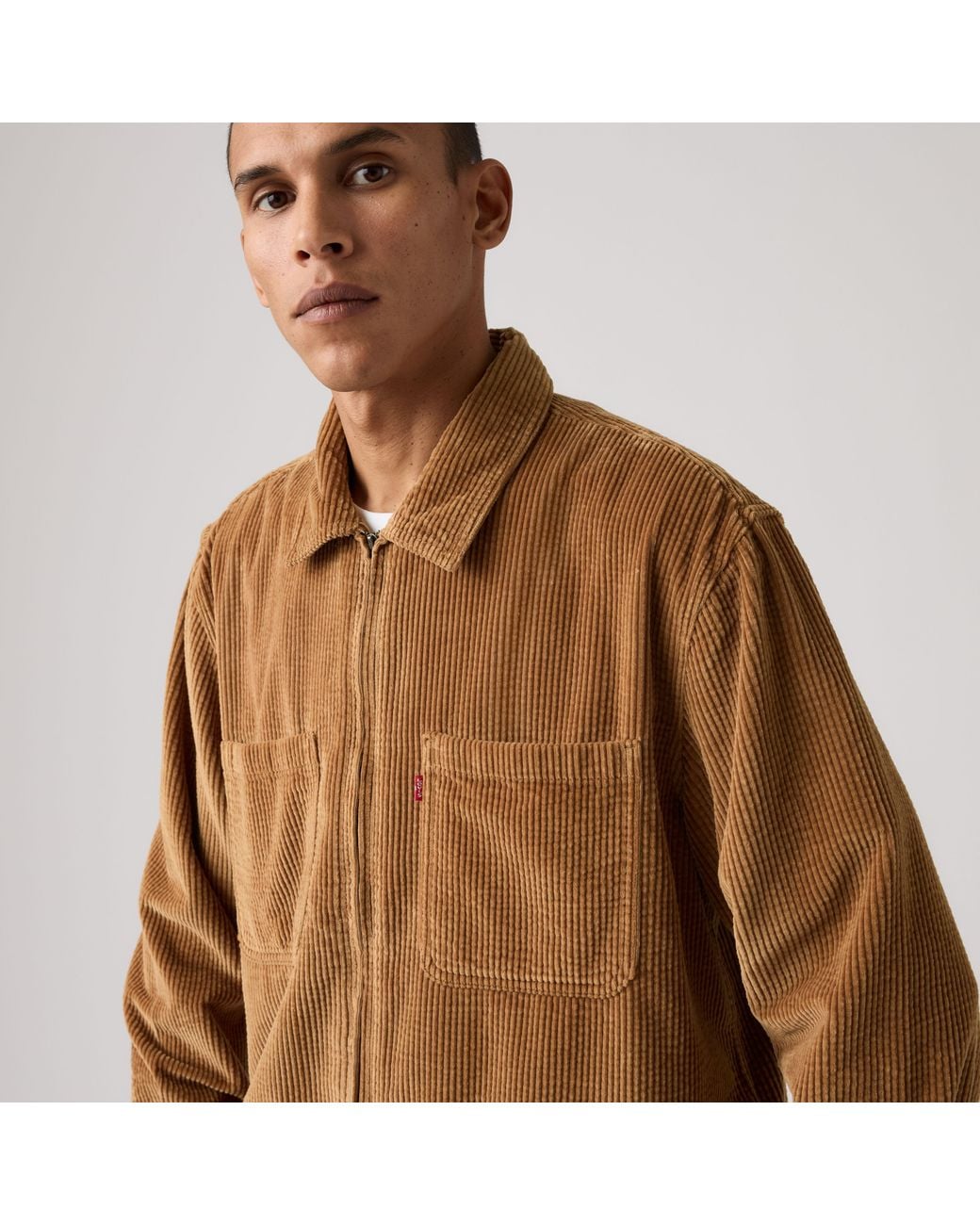 Levi's Brown Ports Boxy Zip Up Overshirt for men