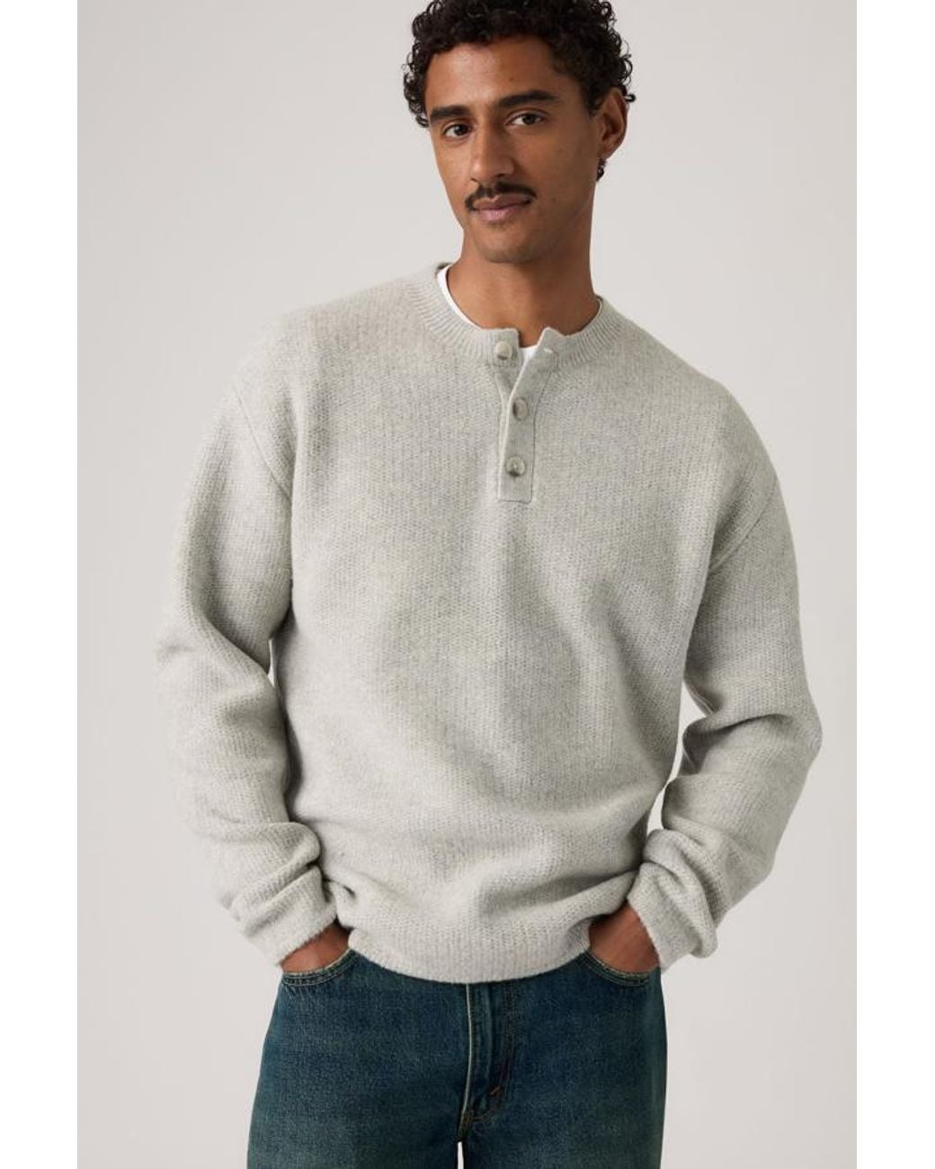 Levi's Gray Woodacre Henley Sweater for men