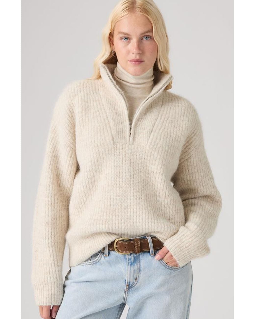 Levi's Natural Ava Quarter Zip Sweater