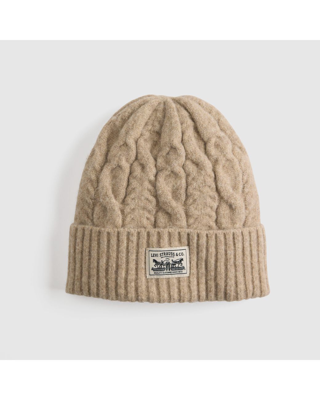 Levi's Natural Holiday Cable Knit Backpatch Beanie