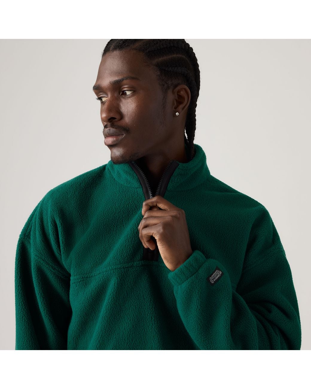 Levi's Green Redwood Half Zip Sweatershirt for men