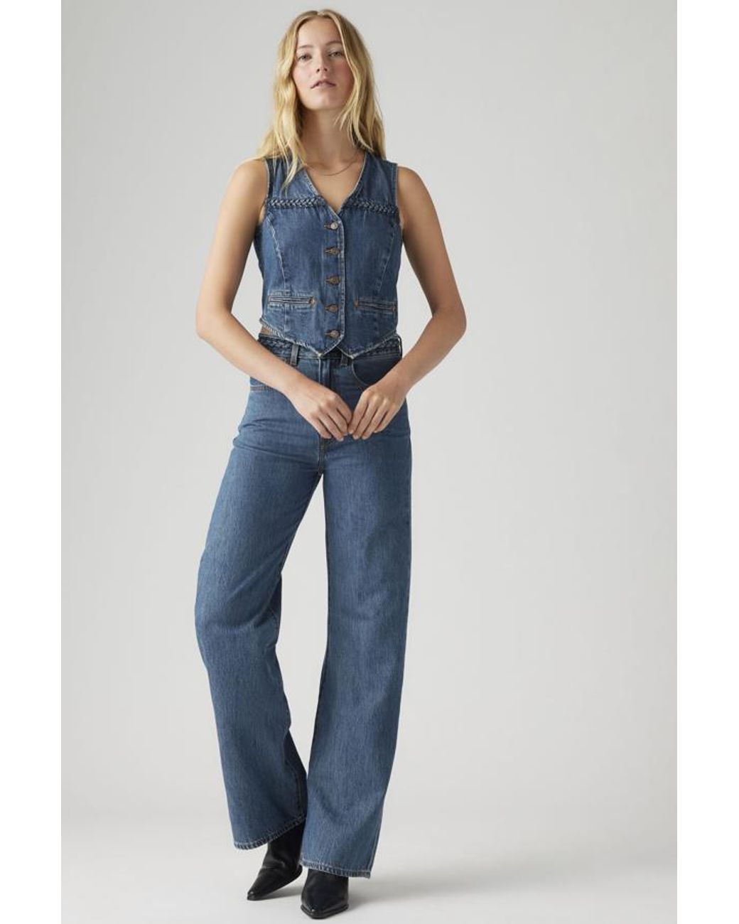 Levi's Blue Ribcage Wide Leg Braided Lightweight Jeans