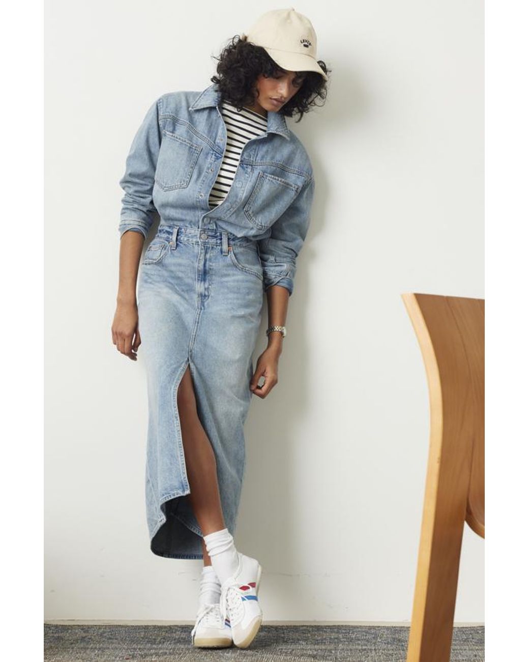 Levi's Blue Denim Midi Shirt Dress