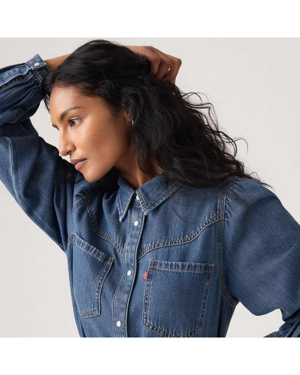 Levi's Blue Journey Long Sleeve Lightweight Maxi Dress