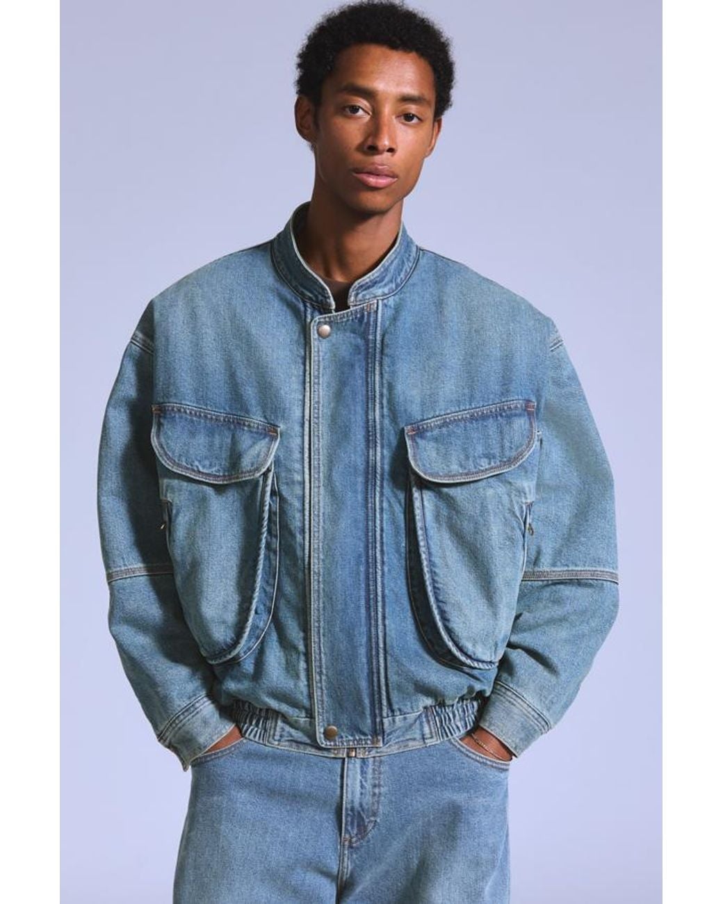 Levi's Blue Denim Bomber Jacket for men