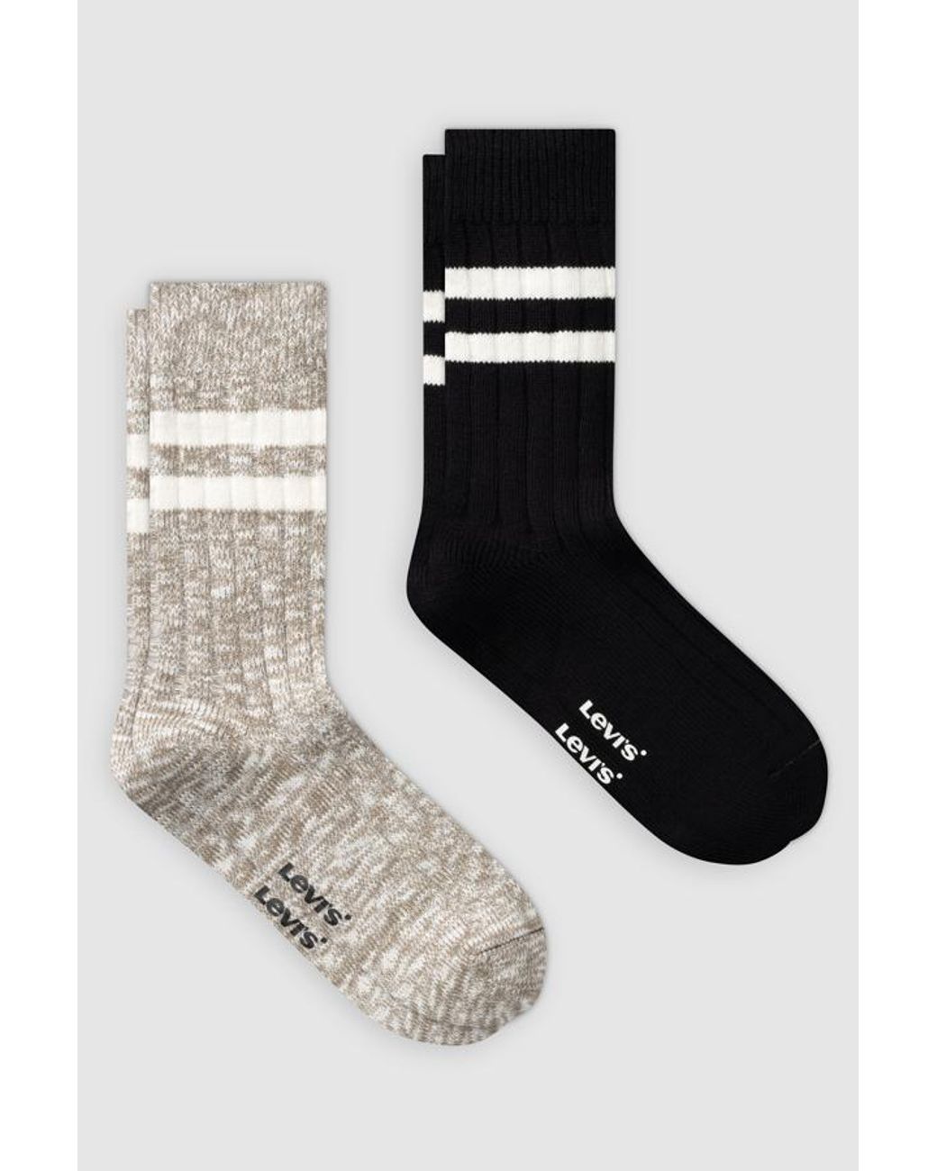 Levi's Black Regular Cut Mouline Bootsock 2 Pack