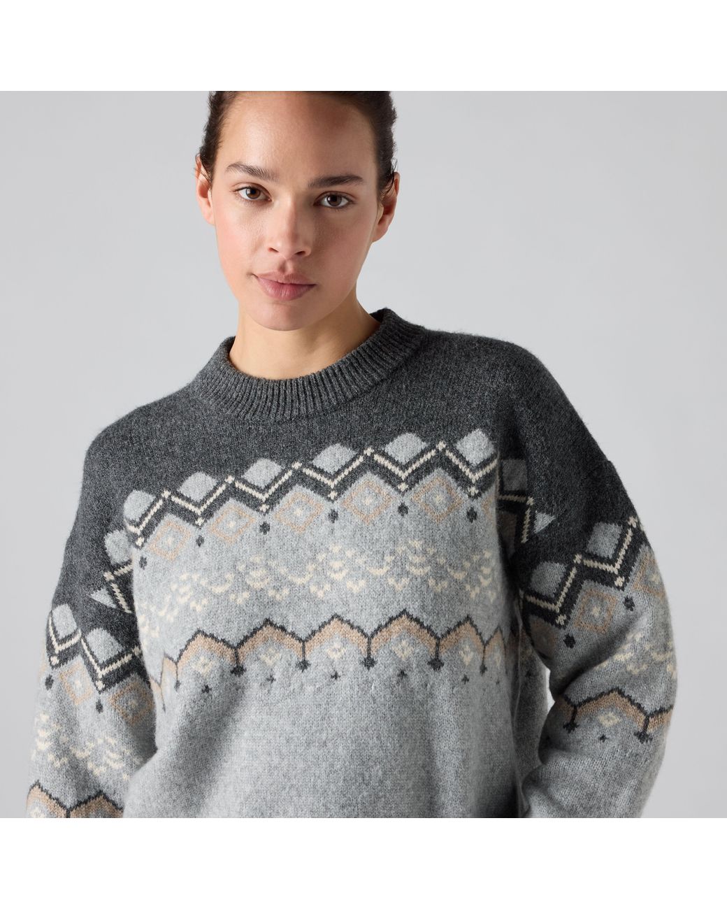 Levi's Gray Charlotte Fairisle Crewneck Sweater