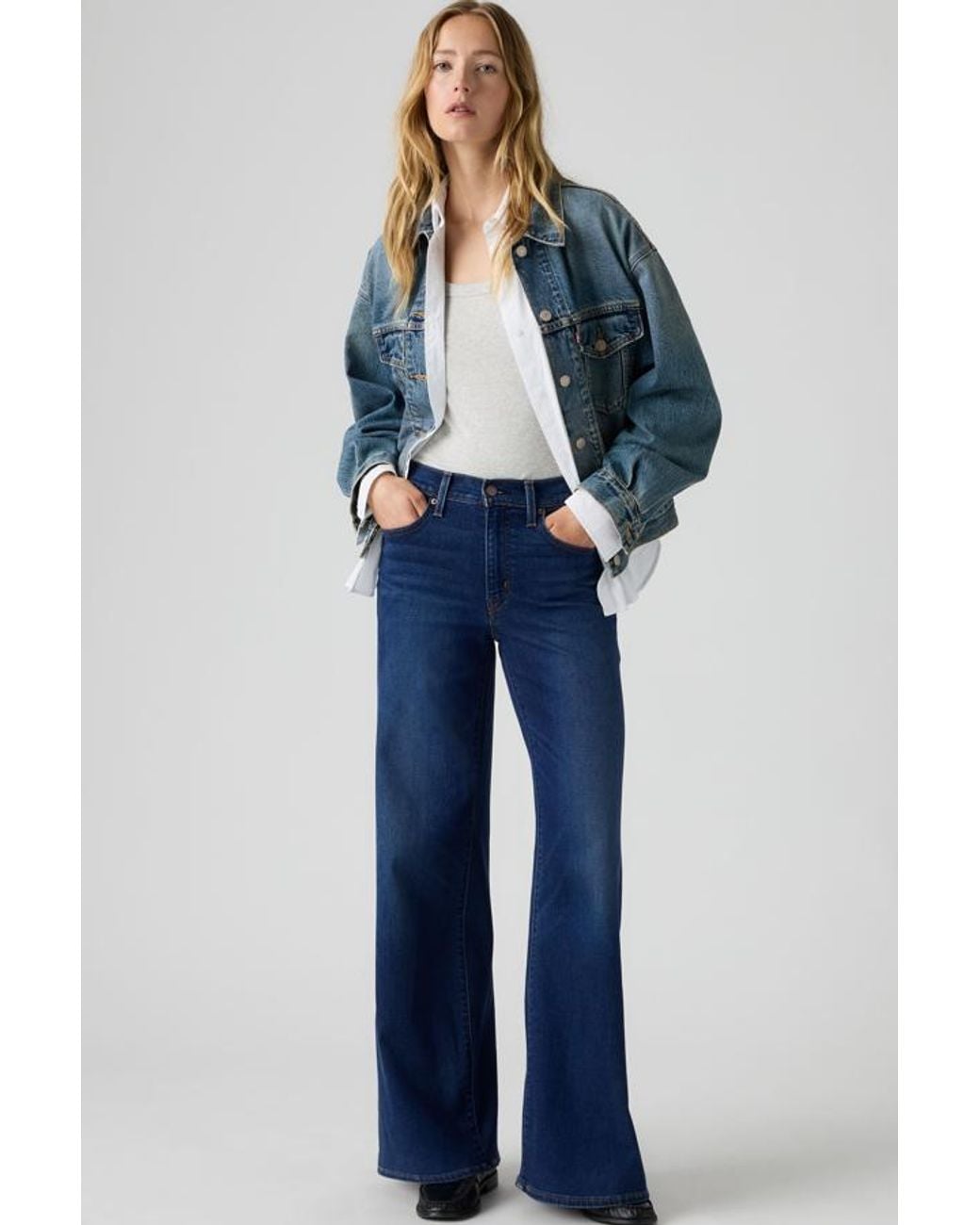 Levi's Blue 728 High Rise Wide Leg Jeans