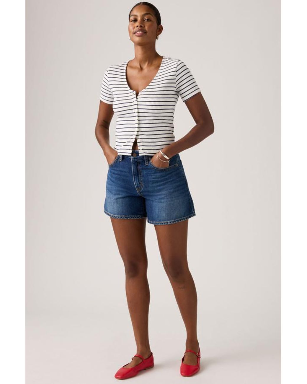 Levi's Blue Cinch Mid Thigh Lightweight Shorts