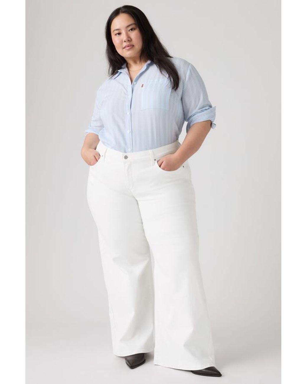 Levi's White 318 Shaping Wide Leg Pants (Plus Size)