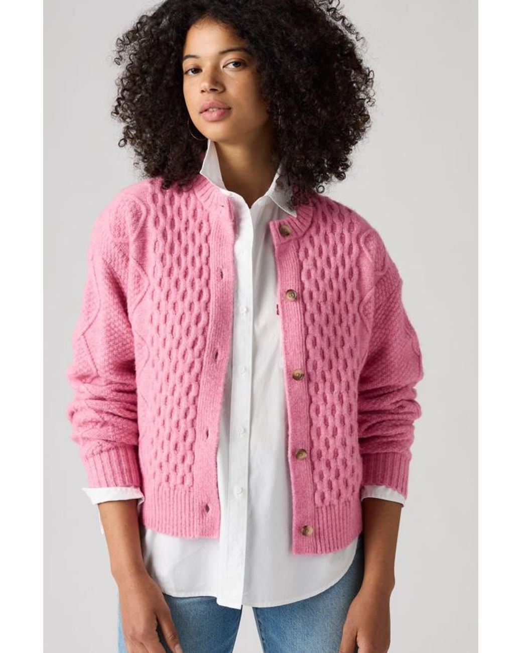 Levi's Pink Charlotte Crewneck Cardigan