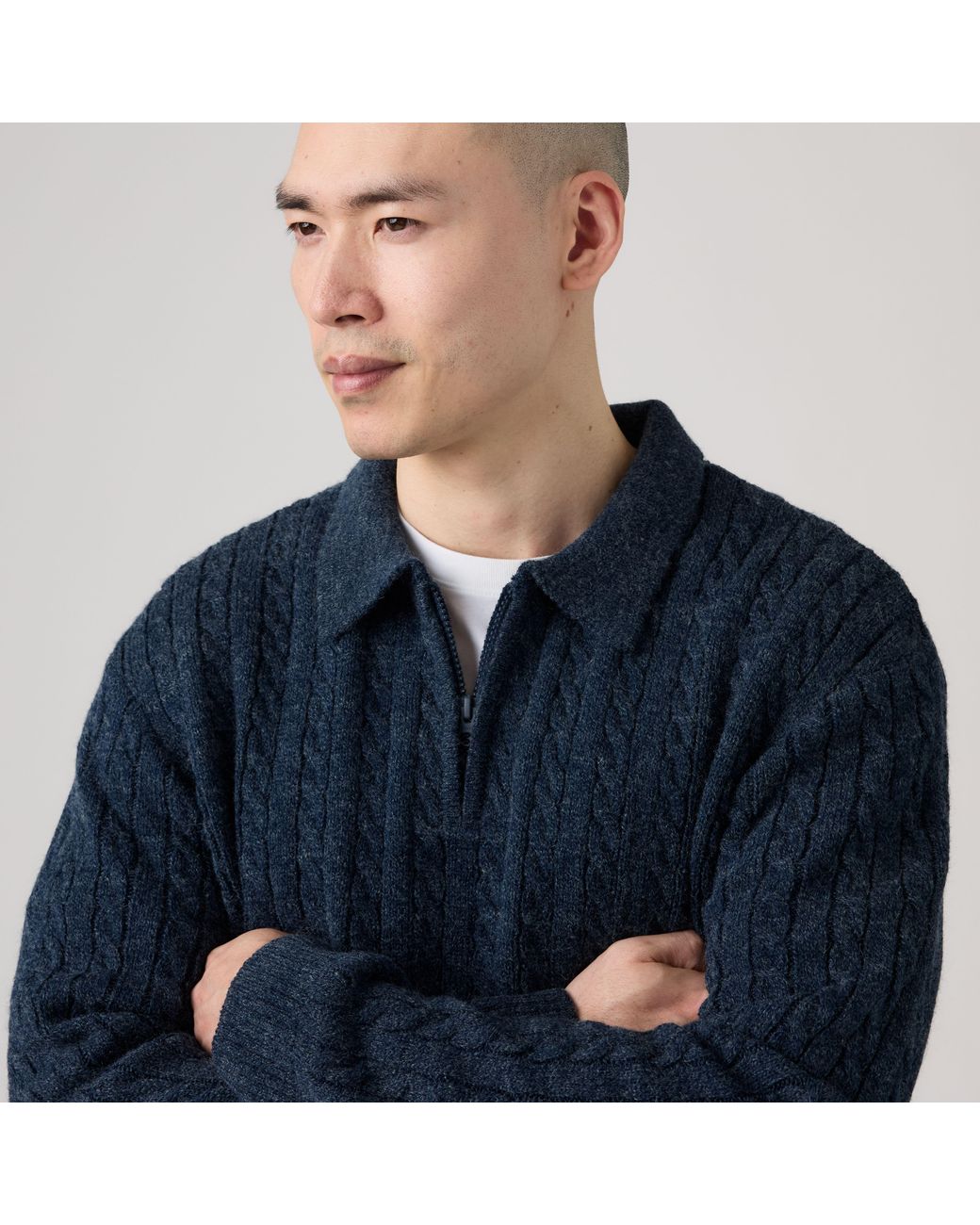 Levi's Blue Mason Collared Quarter Zip for men