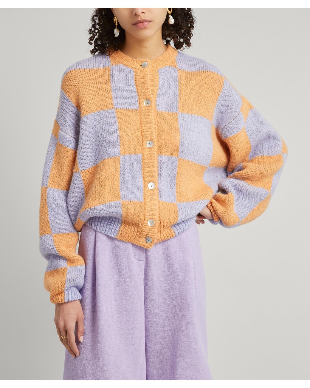 Stine Goya Ash Check Cardigan | Lyst