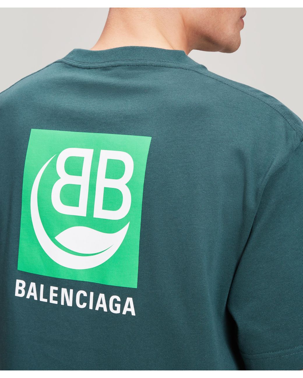 Balenciaga Bio Logo Cotton T-shirt in Blue for Men | Lyst