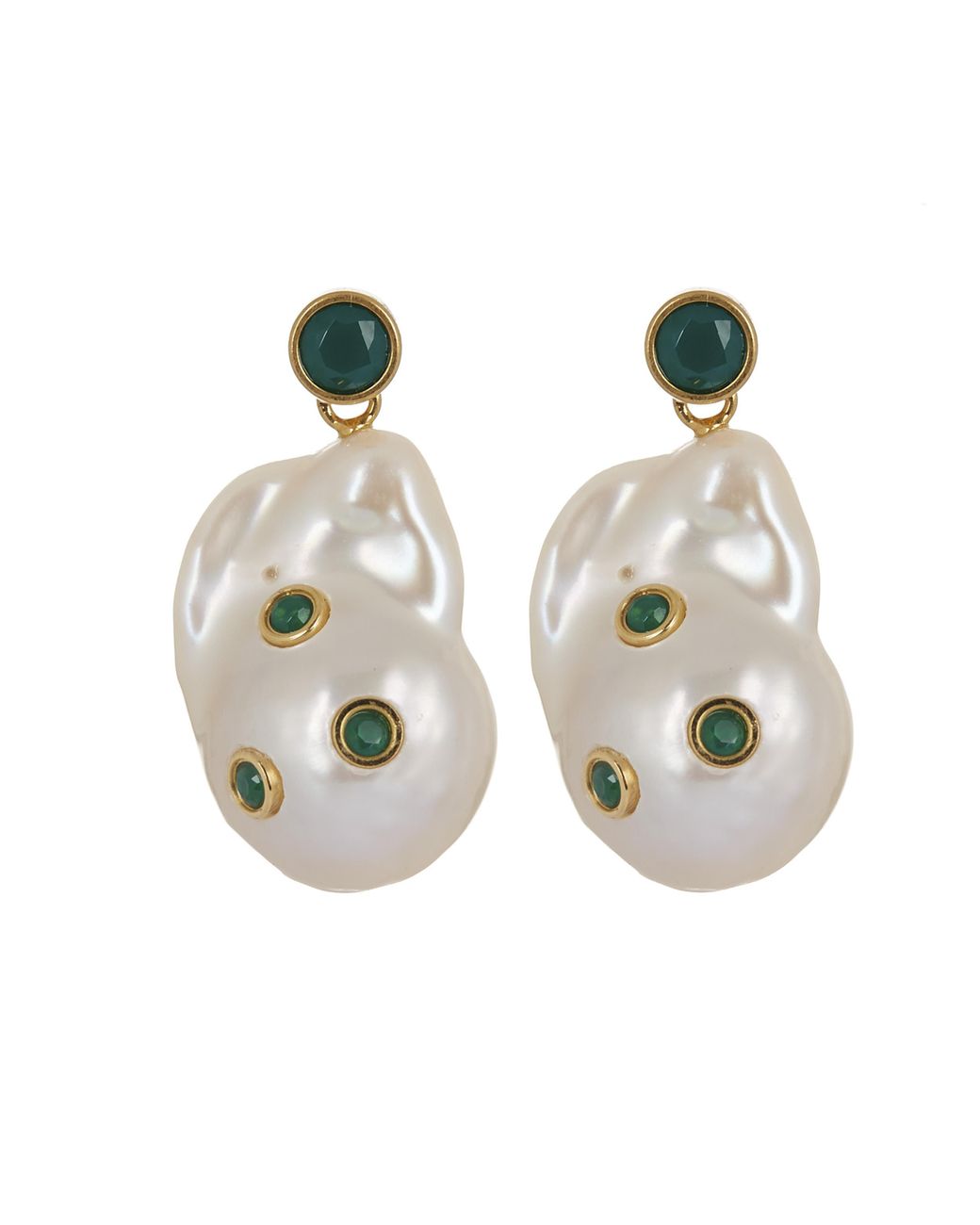 Celine Baroque Pearl And Green Agate Drop Earrings Lyst Canada