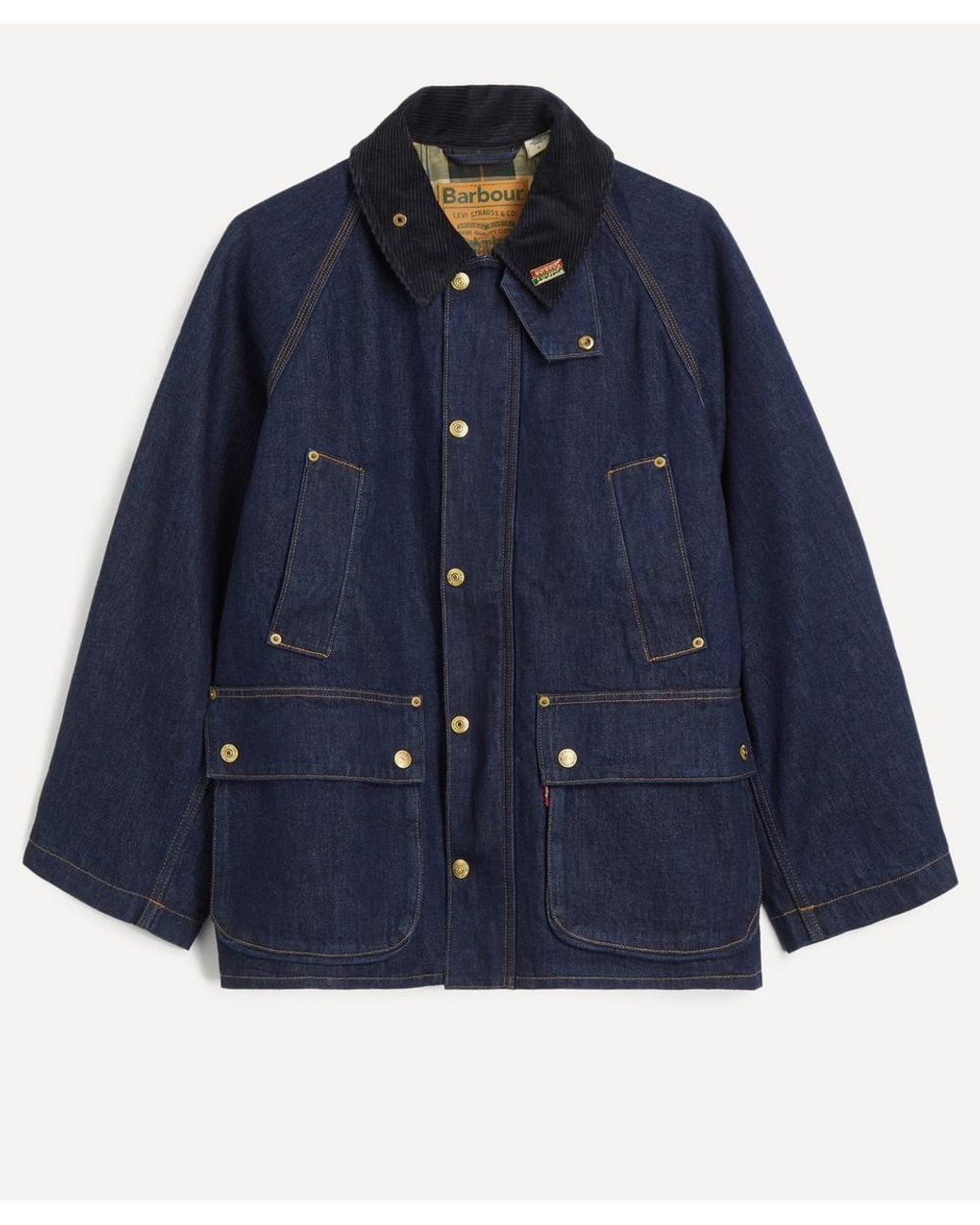 Barbour X Levi's Oversized Bedale Denim Jacket in Blue for Men | Lyst