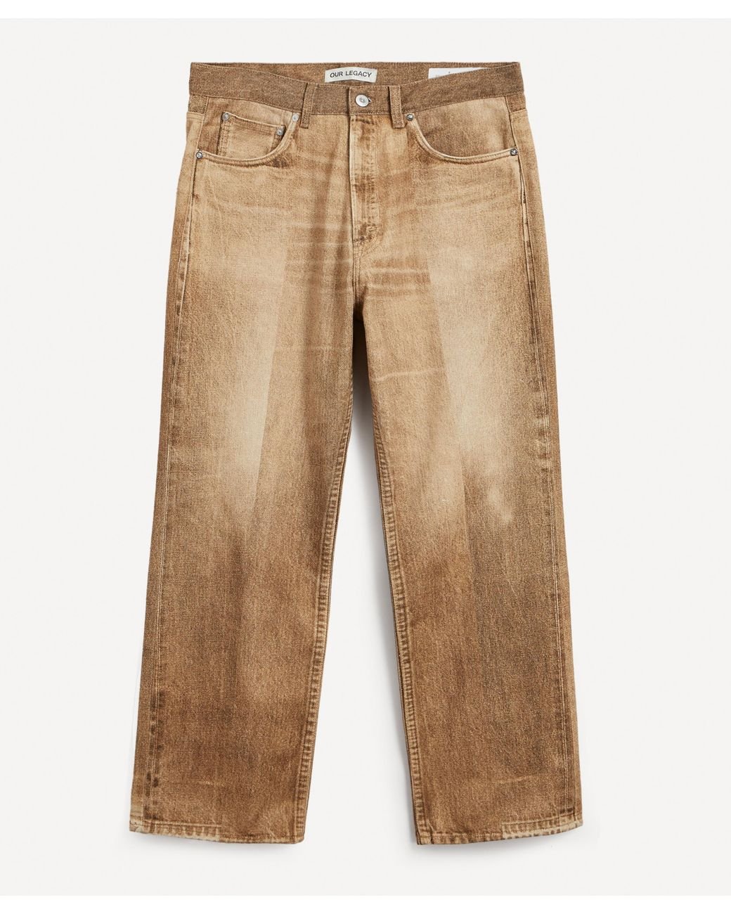 Our Legacy Mens Third Cut Digital Dual Sand Denim Jeans in Natural for