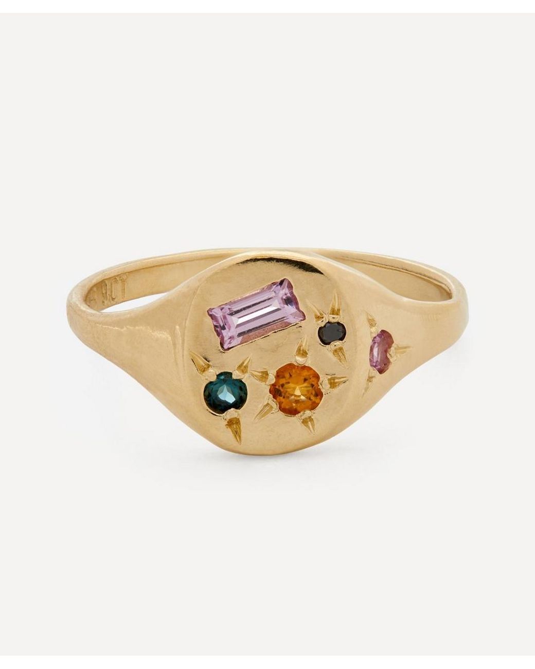 Seb Brown 9Ct Neapolitan Multi-Stone Signet Ring in White | Lyst