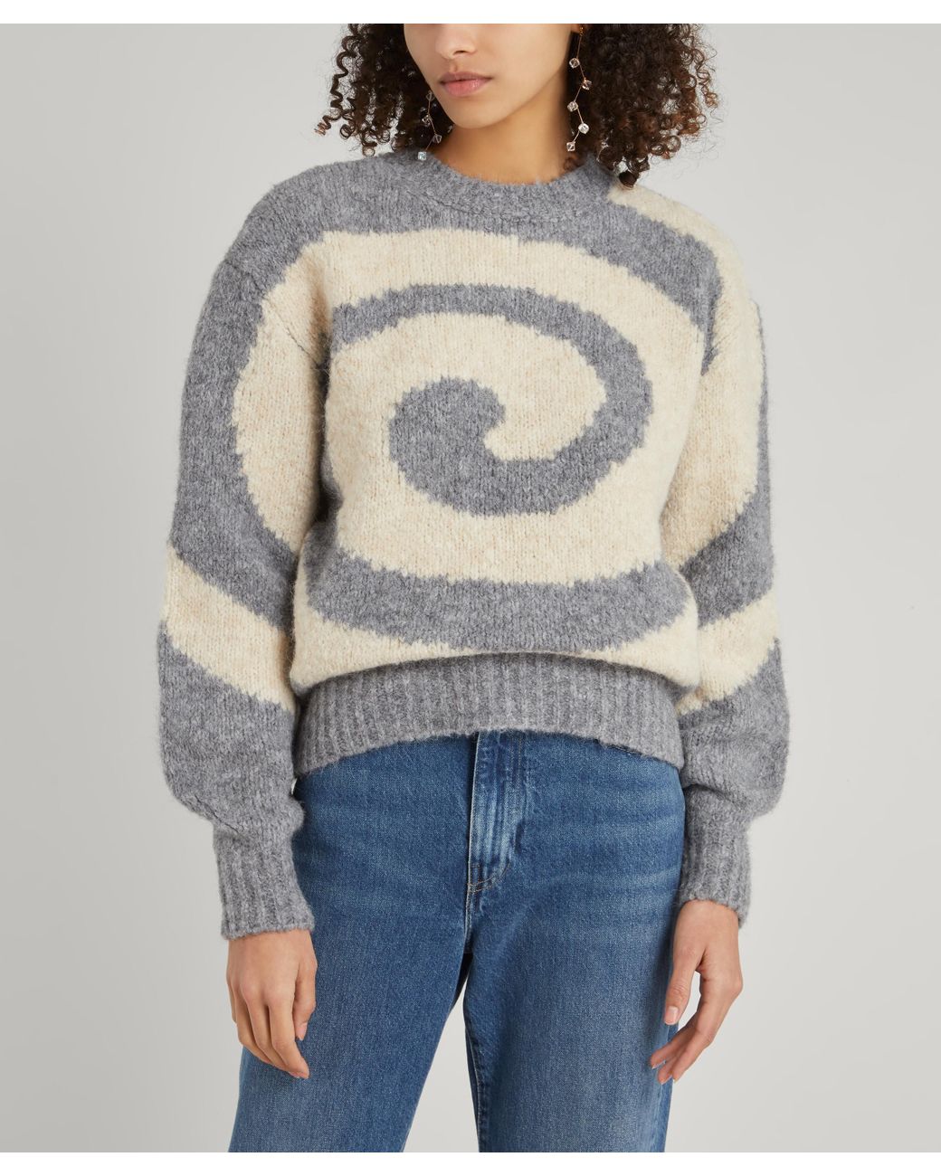 Wool Twister Swirl Intarsia Knit Jumper 