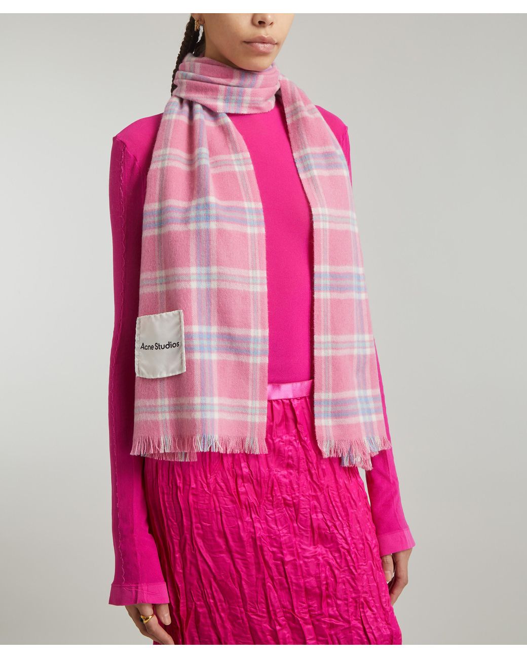 Acne Studios Women s Plaid Cashmere Scarf in Pink Lyst UK