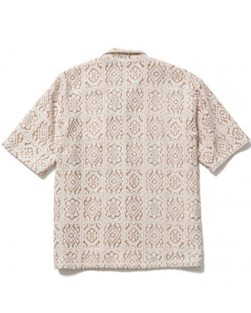 Sasquatchfabrix. Knit Lace Open Collar H/s Shirt in Natural for