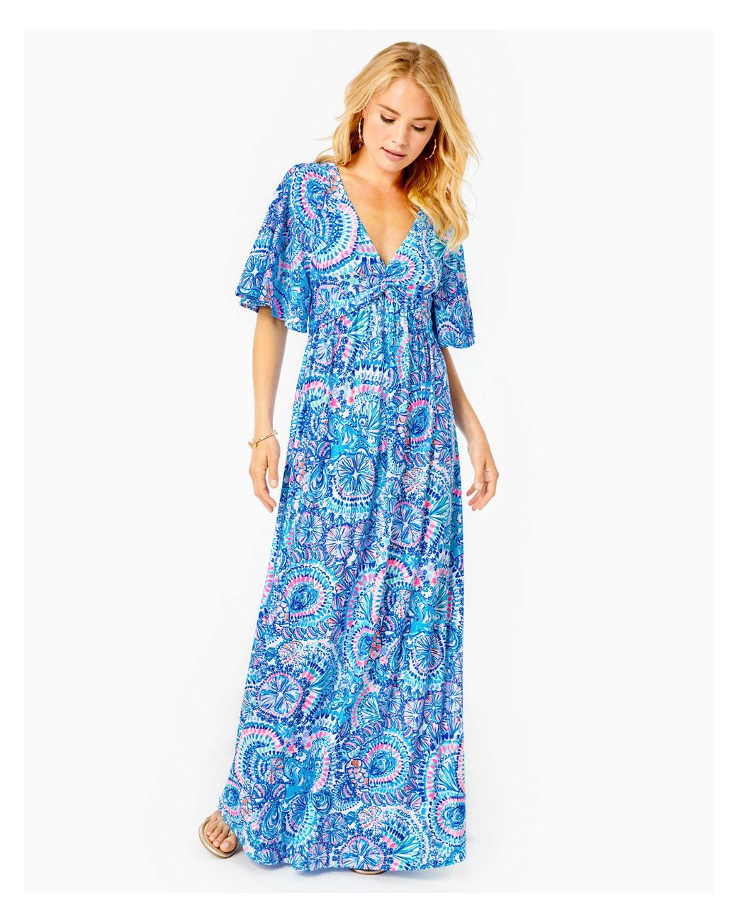 Lilly Pulitzer Synthetic Womens Minka Maxi Dress In Blue Commotion In