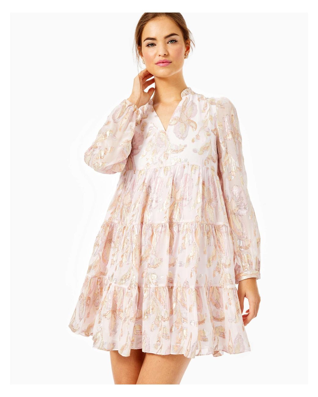 Lilly Pulitzer Sarita Tiered Silk Dress in Pink Lyst
