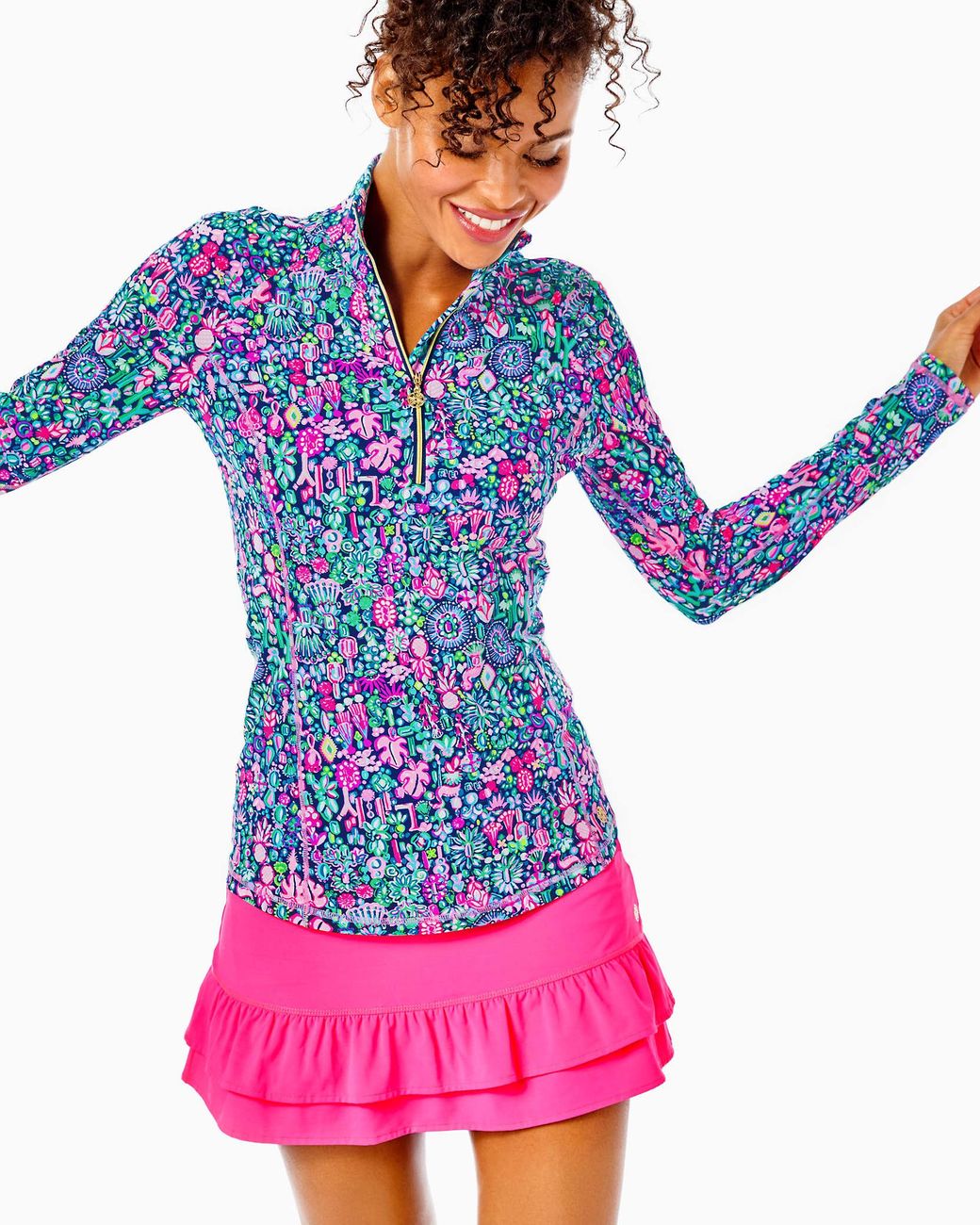 Women's UPF 50+ Luxletic Justine Pullover in Blue - Lilly Pulitzer