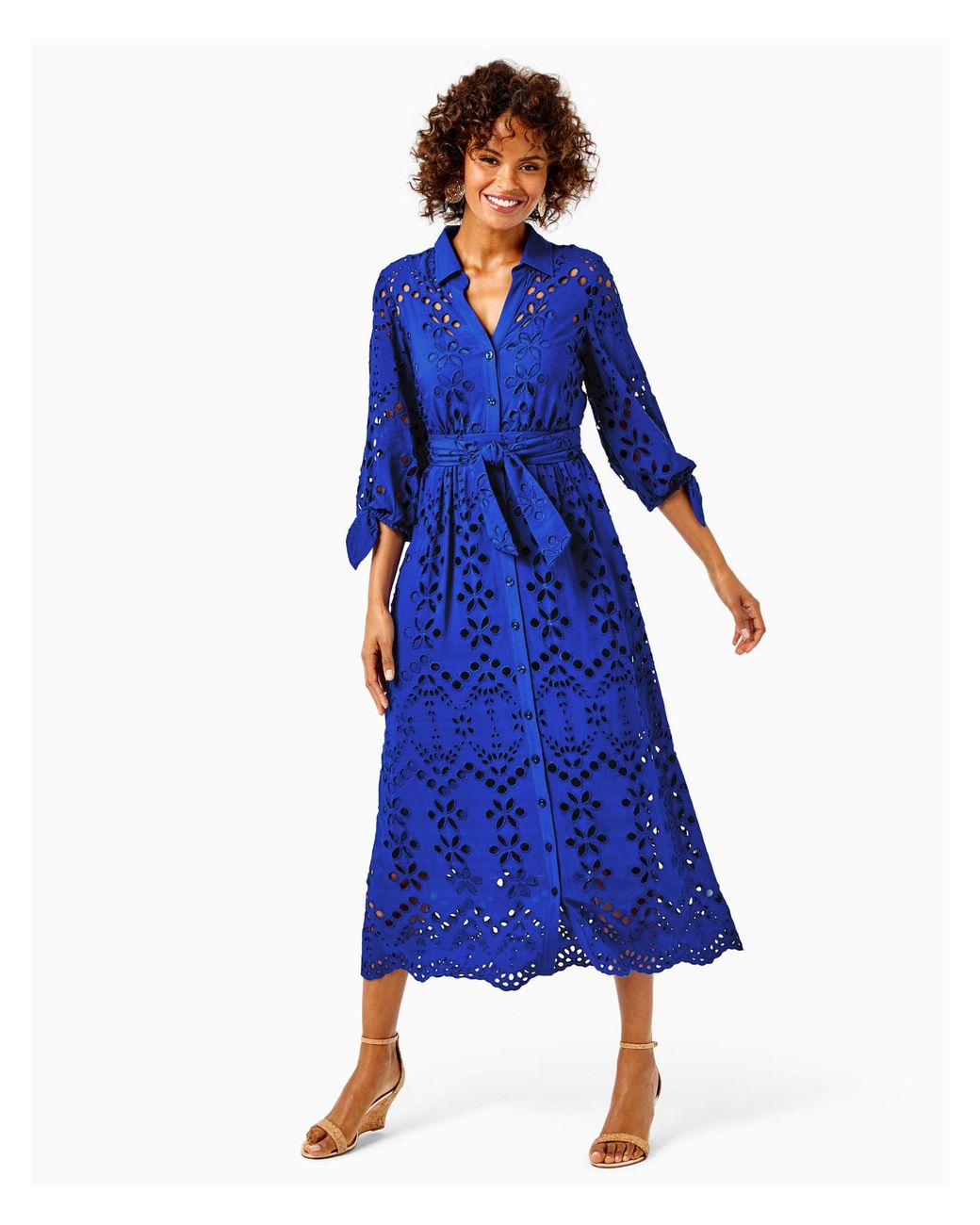Lilly Pulitzer Women s Amrita Eyelet Midi Dress In Blue Soiree Eyelet In Blue Lyst