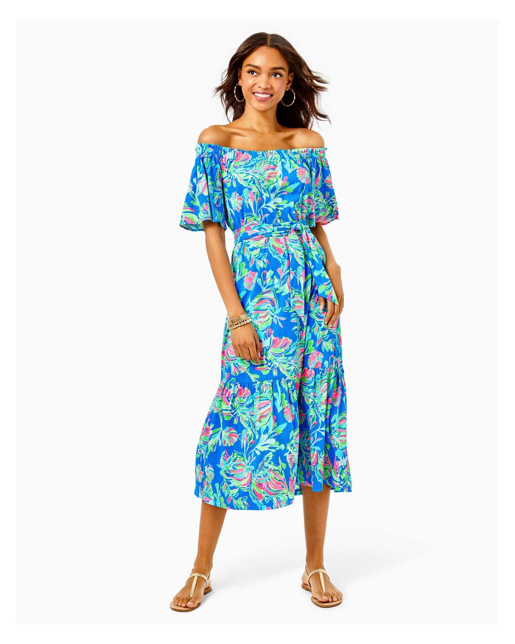 Lilly Pulitzer Women's Merle Off-the-shoulder Midi Dress In Blue Size ...